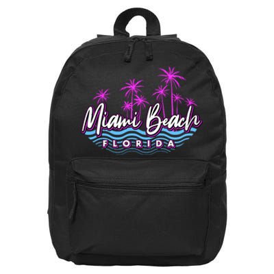 Miami Beach Florida Neon 16 in Basic Backpack