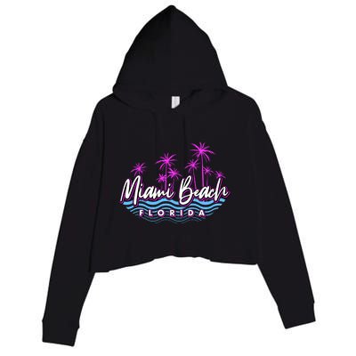 Miami Beach Florida Neon Crop Fleece Hoodie