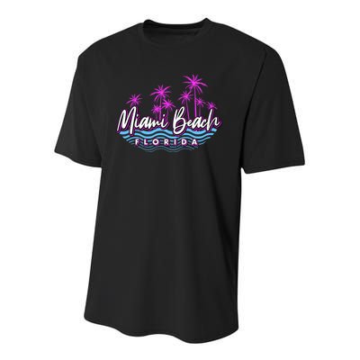 Miami Beach Florida Neon Youth Performance Sprint T-Shirt