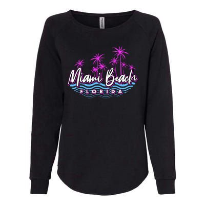 Miami Beach Florida Neon Womens California Wash Sweatshirt