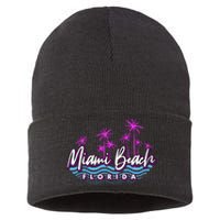 Miami Beach Florida Neon Sustainable Knit Beanie