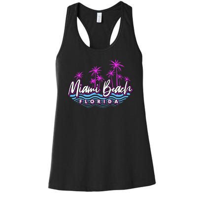 Miami Beach Florida Neon Women's Racerback Tank