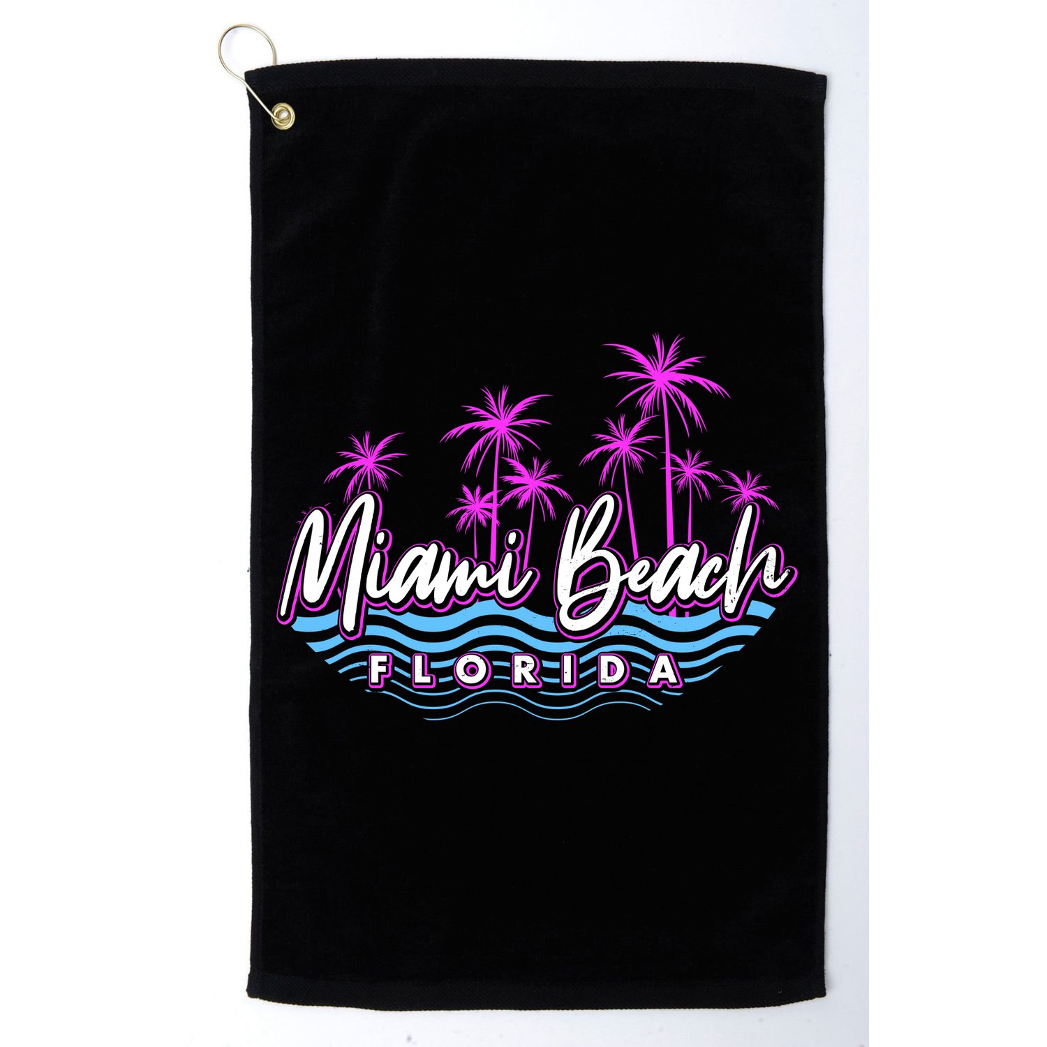 Miami Beach Florida Neon Golf Towel