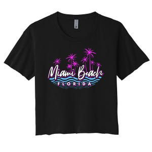 Miami Beach Florida Neon Women's Crop Top Tee