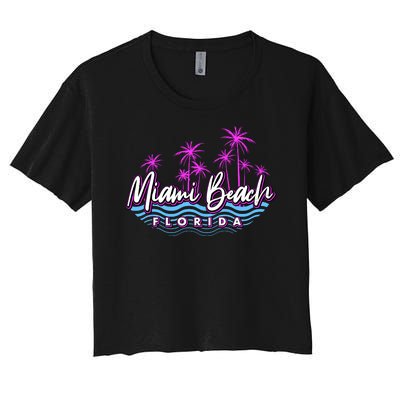 Miami Beach Florida Neon Women's Crop Top Tee