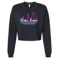 Miami Beach Florida Neon Cropped Pullover Crew