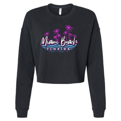 Miami Beach Florida Neon Cropped Pullover Crew