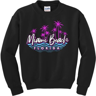 Miami Beach Florida Neon Kids Sweatshirt