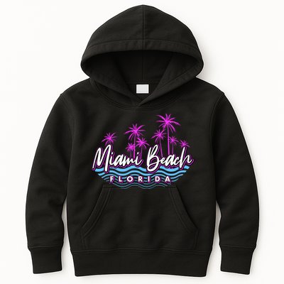 Miami Beach Florida Neon Kids Hoodie