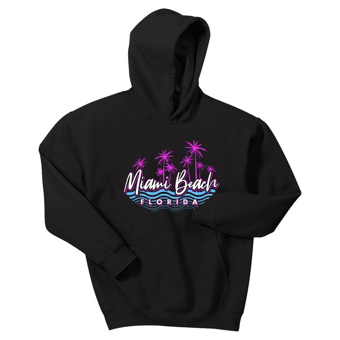 Miami Beach Florida Neon Kids Hoodie