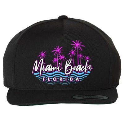 Miami Beach Florida Neon Wool Snapback Cap