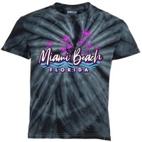 Miami Beach Florida Neon Kids Tie-Dye T-Shirt