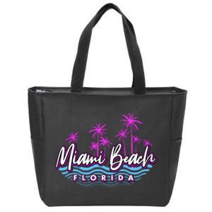 Miami Beach Florida Neon Zip Tote Bag