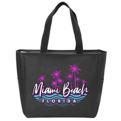 Miami Beach Florida Neon Zip Tote Bag