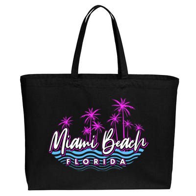 Miami Beach Florida Neon Cotton Canvas Jumbo Tote