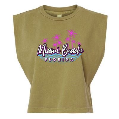 Miami Beach Florida Neon Garment-Dyed Women's Muscle Tee