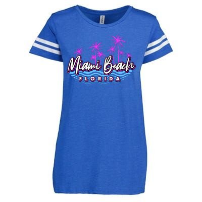 Miami Beach Florida Neon Enza Ladies Jersey Football T-Shirt