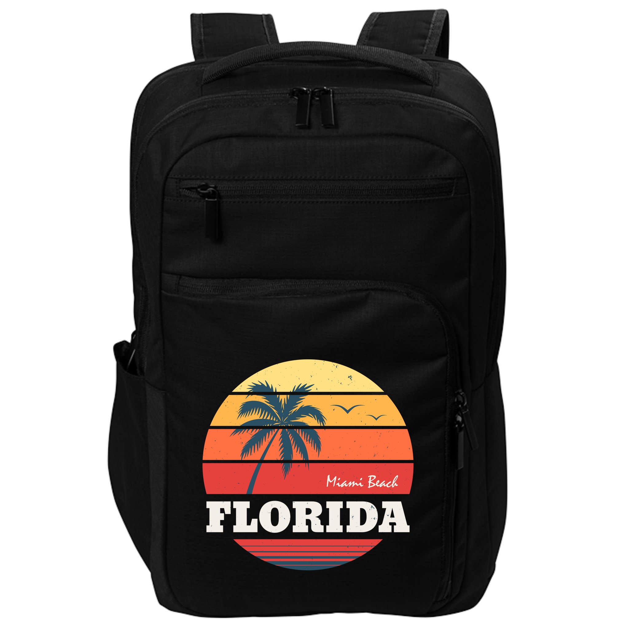Miami Beach Florida Retro Circle Impact Tech Backpack