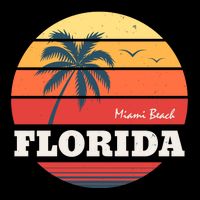 Miami Beach Florida Retro Circle Drawstring Bag