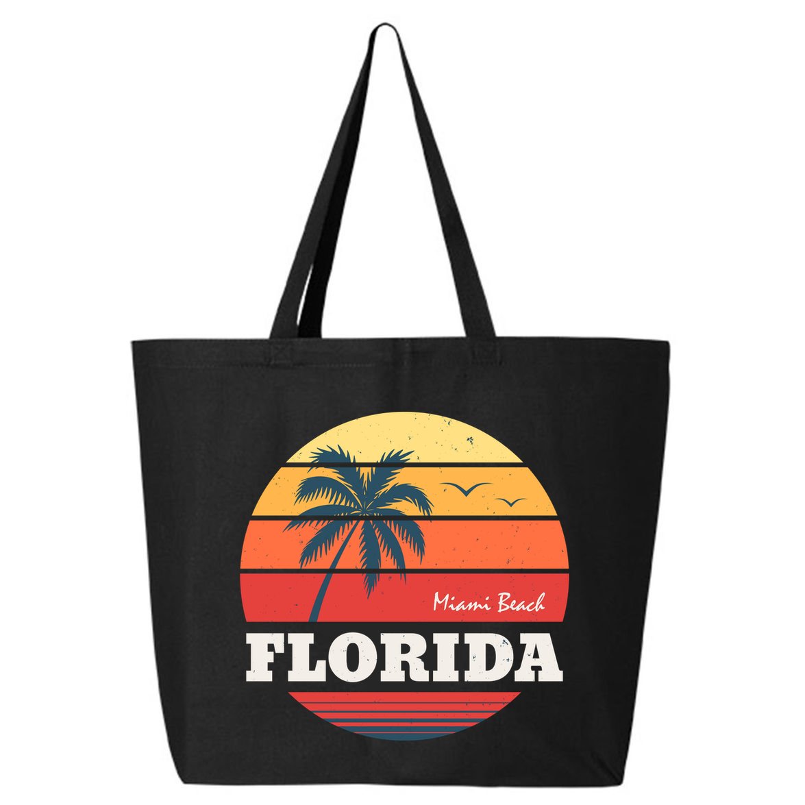 Miami Beach Florida Retro Circle 25L Jumbo Tote