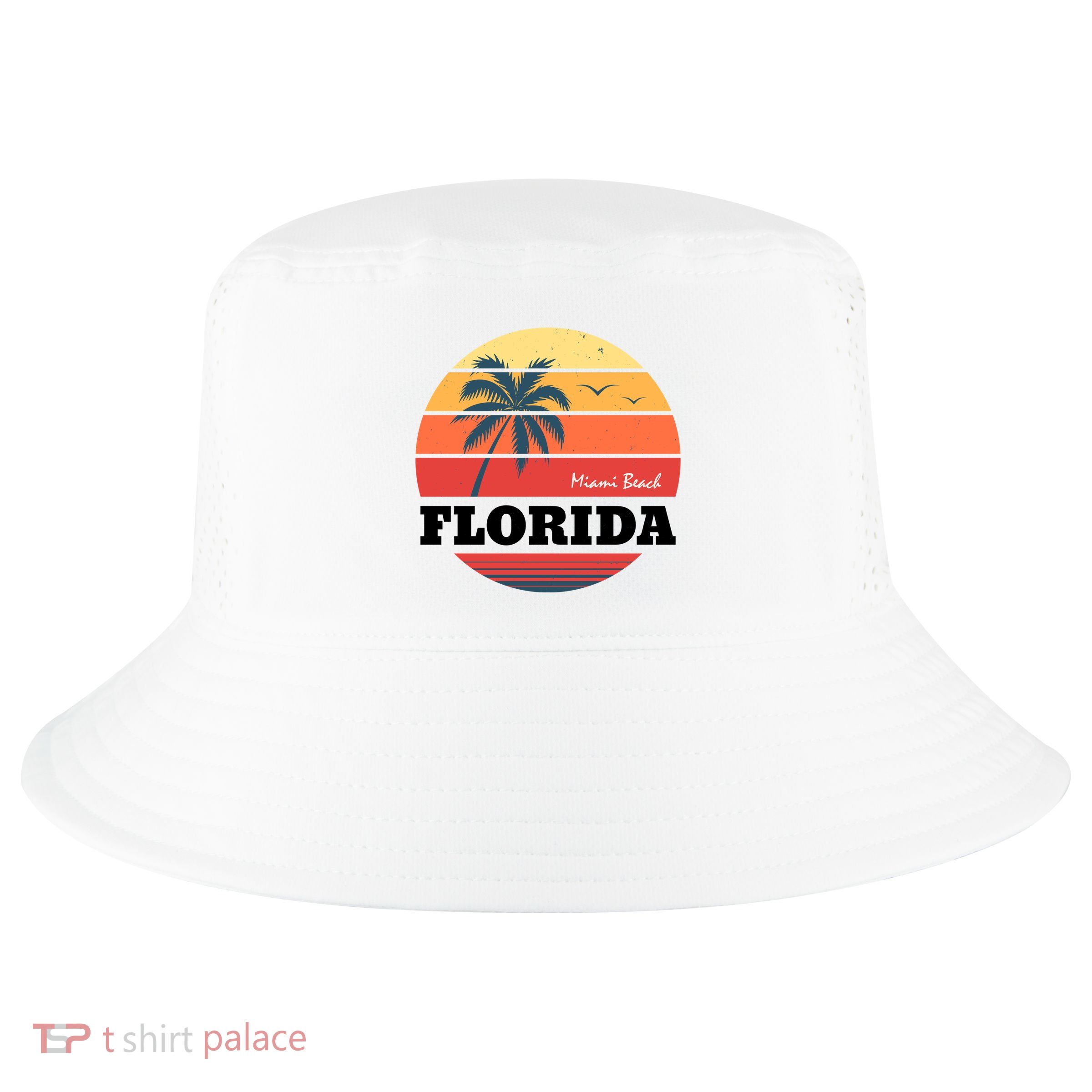 Miami Beach Florida Retro Circle Cool Comfort Performance Bucket Hat