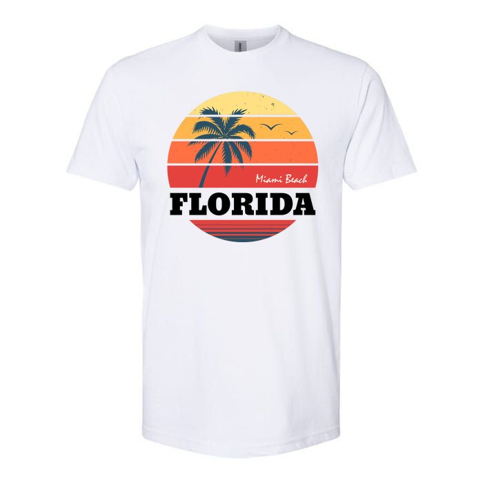 Miami Beach Florida Retro Circle Softstyle CVC T-Shirt