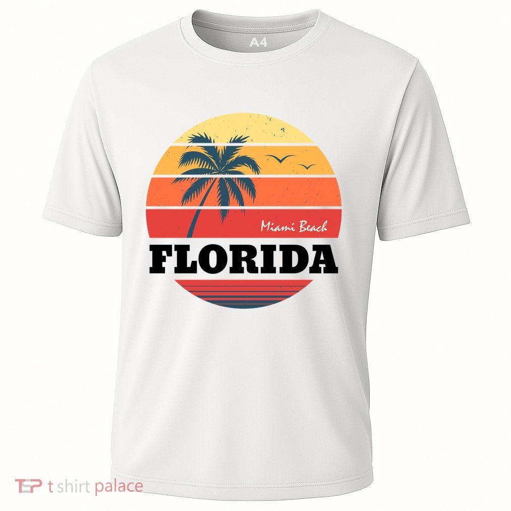 Miami Beach Florida Retro Circle Performance Shirt