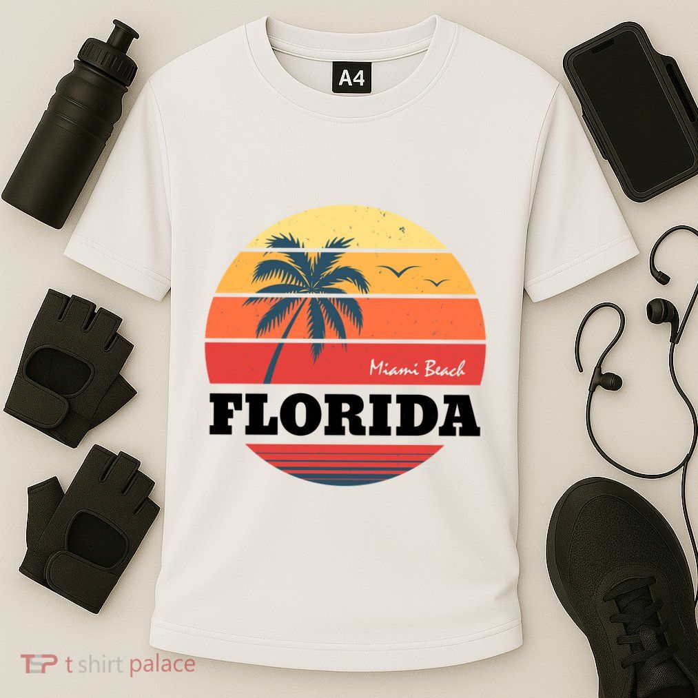 Miami Beach Florida Retro Circle Performance Shirt