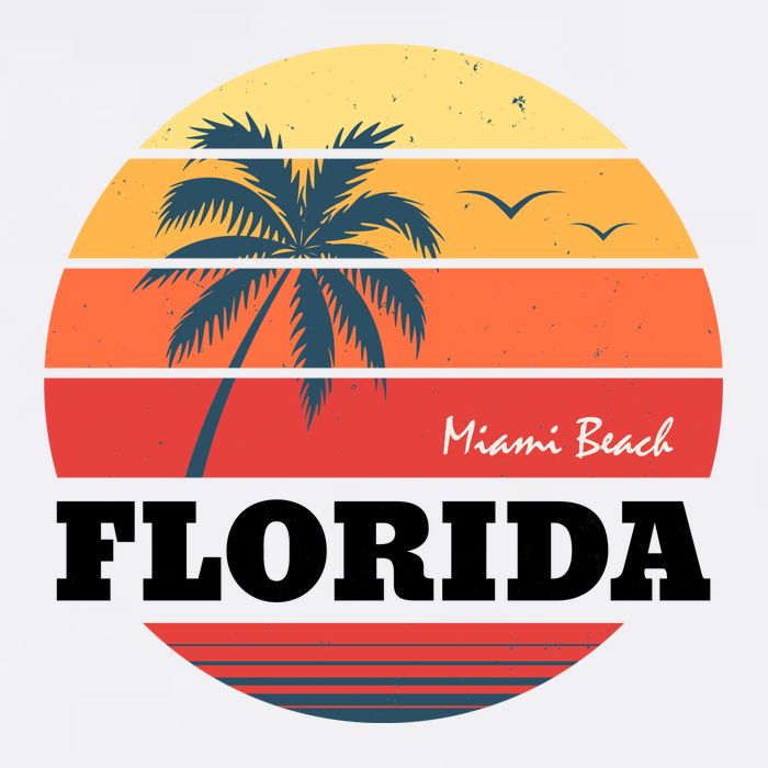 Miami Beach Florida Retro Circle Adult Drive Performance Visor