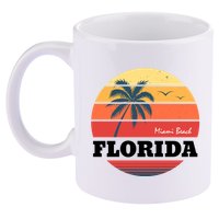 Miami Beach Florida Retro Circle 11oz C Handle Ceramic Mug