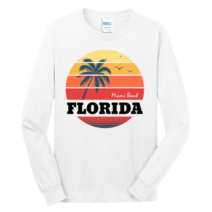 Miami Beach Florida Retro Circle Tall Long Sleeve T-Shirt