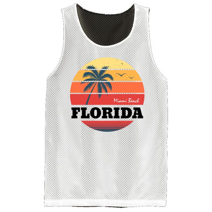 Miami Beach Florida Retro Circle Mesh Reversible Basketball Jersey Tank