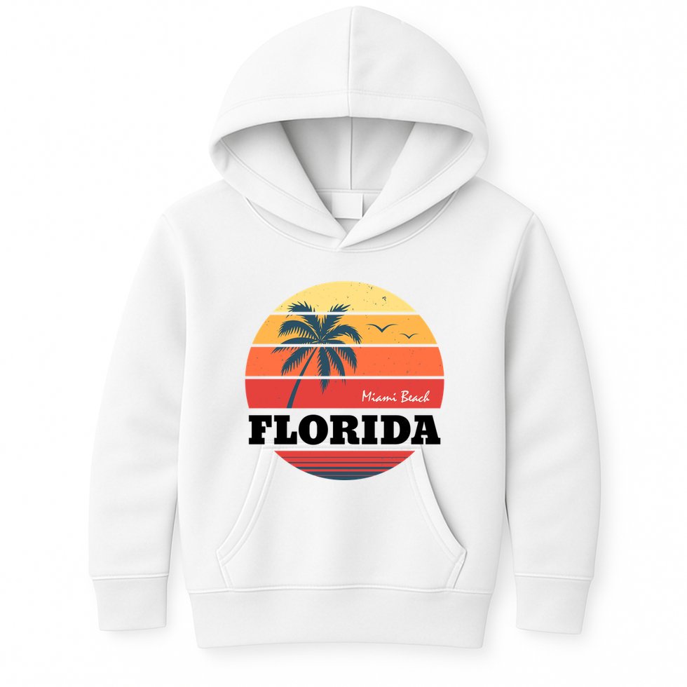 Miami Beach Florida Retro Circle Kids Hoodie