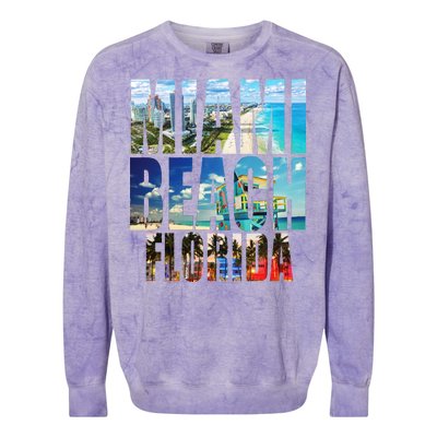 Miami Beach Florida Retro City Logo Colorblast Crewneck Sweatshirt