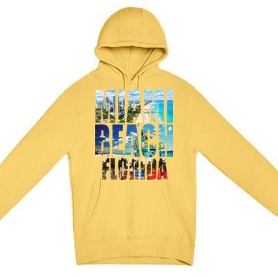 Miami Beach Florida Retro City Logo Premium Pullover Hoodie