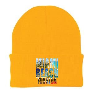 Miami Beach Florida Retro City Logo Knit Cap Winter Beanie