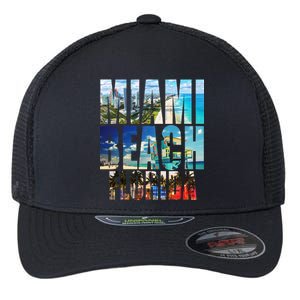 Miami Beach Florida Retro City Logo Flexfit Unipanel Trucker Cap