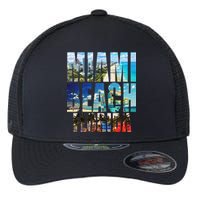 Miami Beach Florida Retro City Logo Flexfit Unipanel Trucker Cap