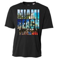 Miami Beach Florida Retro City Logo Cooling Performance Crew T-Shirt