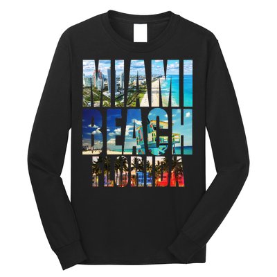 Miami Beach Florida Retro City Logo Long Sleeve Shirt