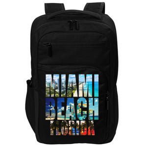 Miami Beach Florida Retro City Logo Impact Tech Backpack