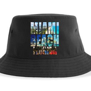 Miami Beach Florida Retro City Logo Sustainable Bucket Hat