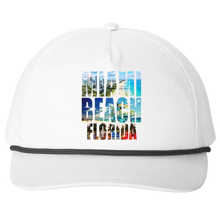 Miami Beach Florida Retro City Logo Snapback Five-Panel Rope Hat