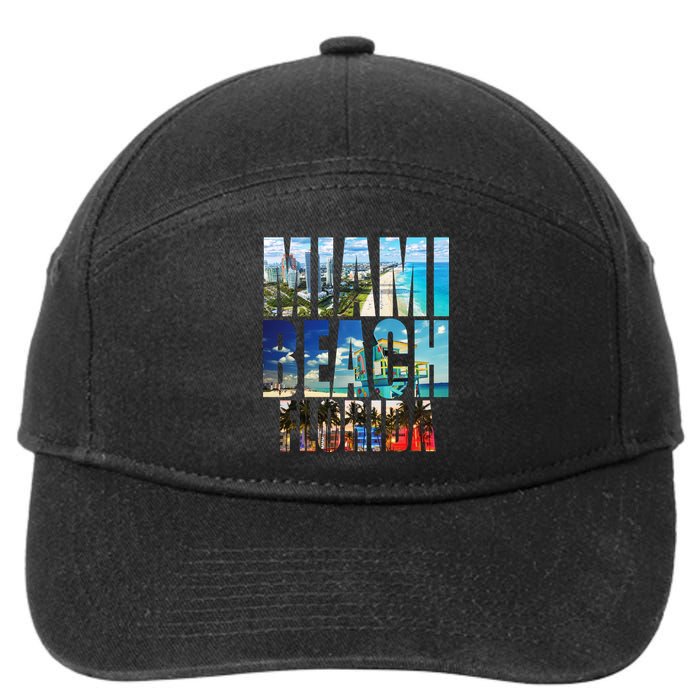 Miami Beach Florida Retro City Logo 7-Panel Snapback Hat