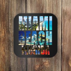 Miami Beach Florida Retro City Logo Coaster