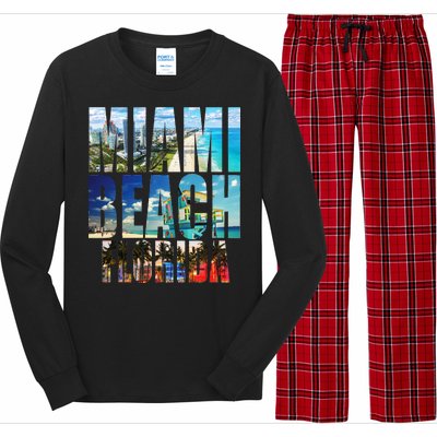 Miami Beach Florida Retro City Logo Long Sleeve Pajama Set