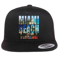 Miami Beach Florida Retro City Logo Flat Bill Trucker Hat