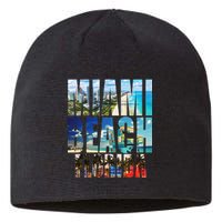 Miami Beach Florida Retro City Logo Sustainable Beanie