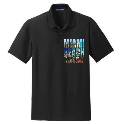 Miami Beach Florida Retro City Logo Dry Zone Grid Polo