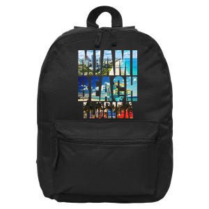 Miami Beach Florida Retro City Logo 16 in Basic Backpack